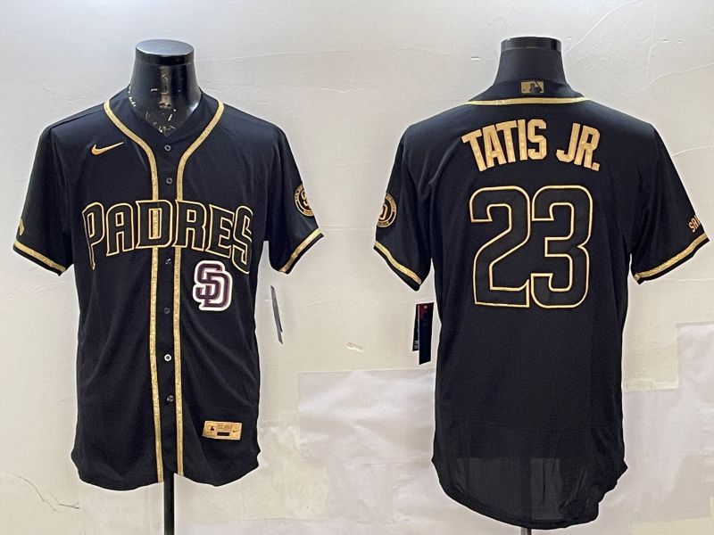 Men San Diego Padres #23 Tatis jr Black Gold Elite 2025 Nike MLB Jersey style 6->san diego padres->MLB Jersey